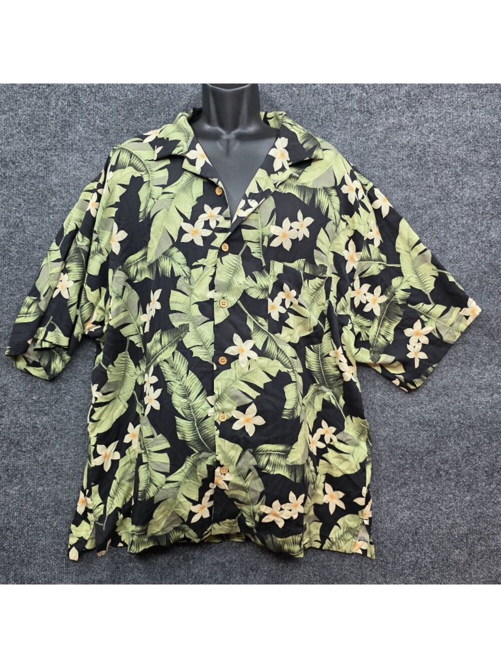 Jamaica Jaxx Silk Hawaiian Shirt XL Black Tropical Island Resort Beach Vacation